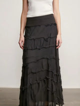 Stretchy Shredded Maxi Skirt