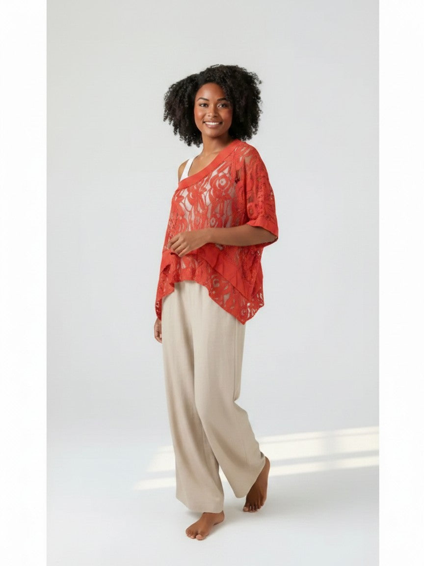Embroidered Lace Tiered Top