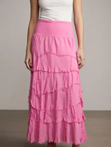 Stretchy Shredded Maxi Skirt