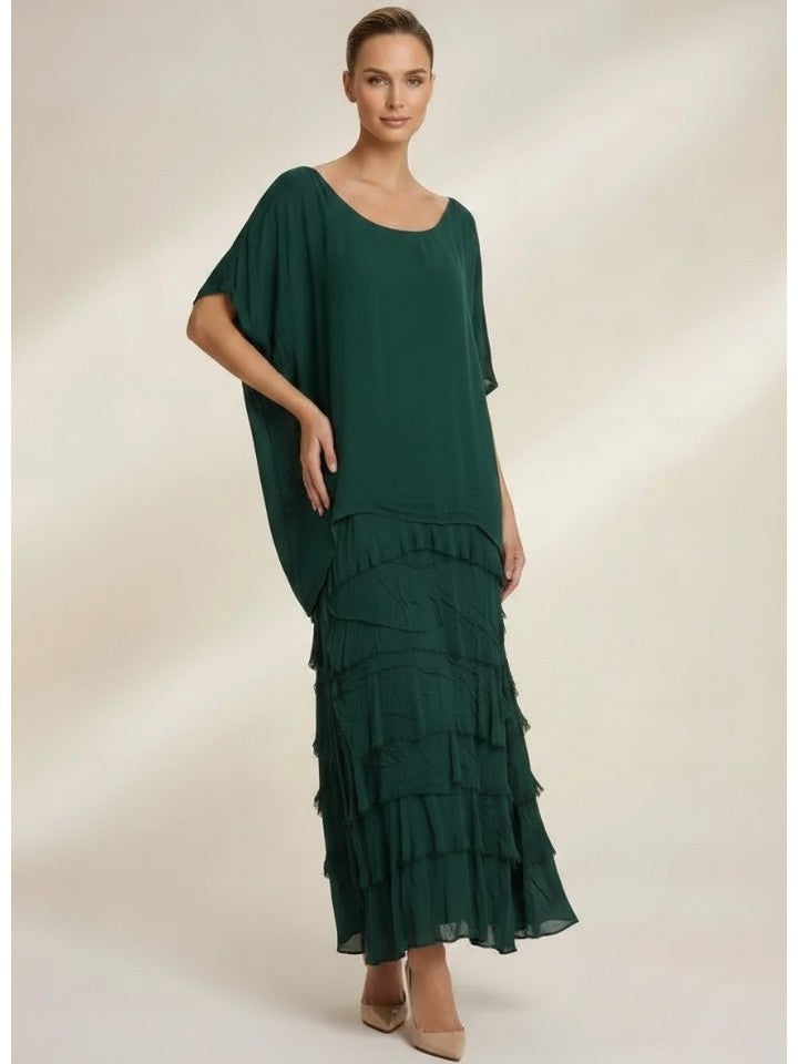 Stretchy Shredded Layered Maxi Dress