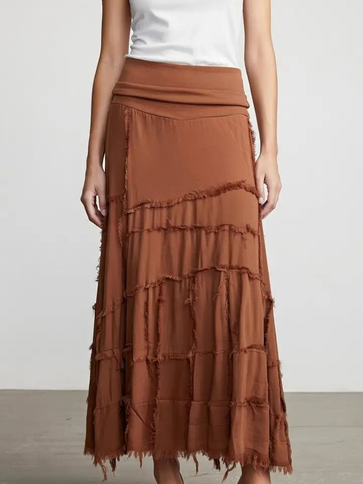 Stretchy Shredded Maxi Skirt