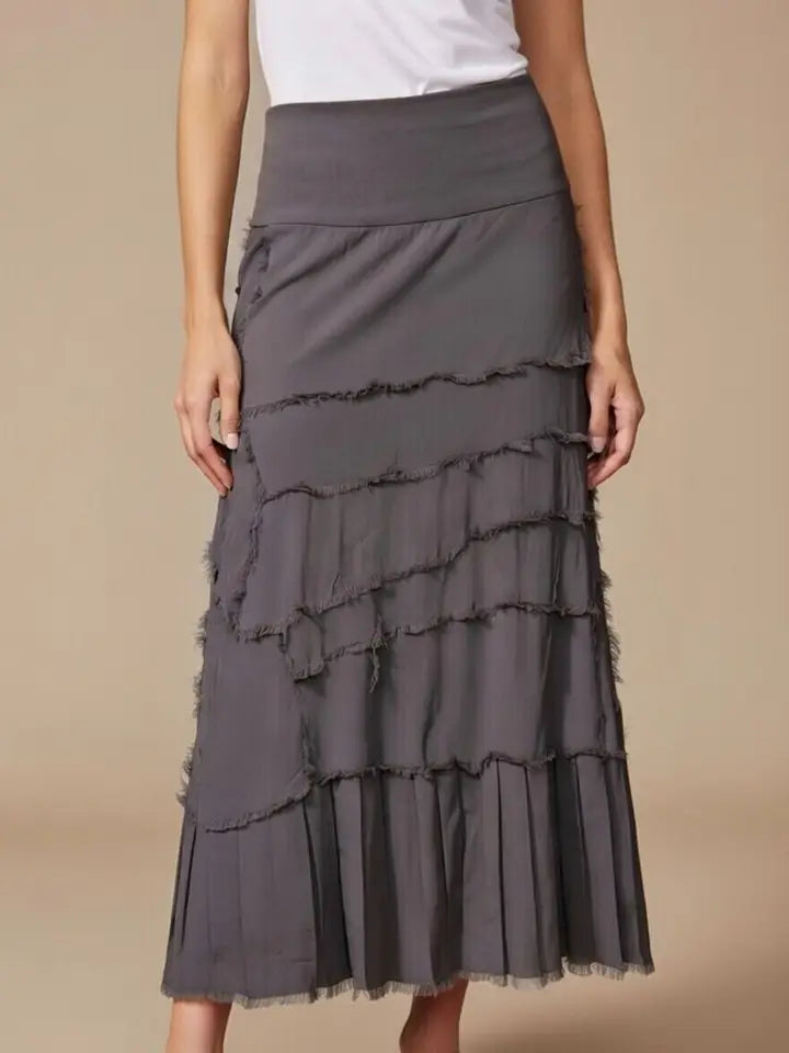 Stretchy Shredded Maxi Skirt