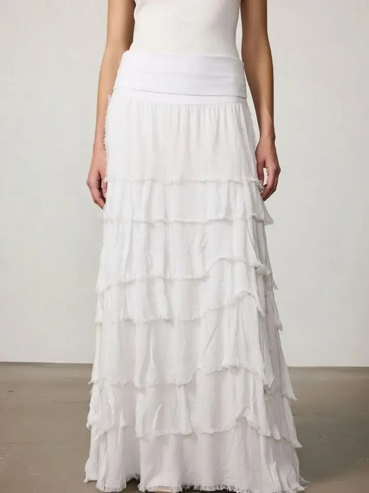 Stretchy Shredded Maxi Skirt