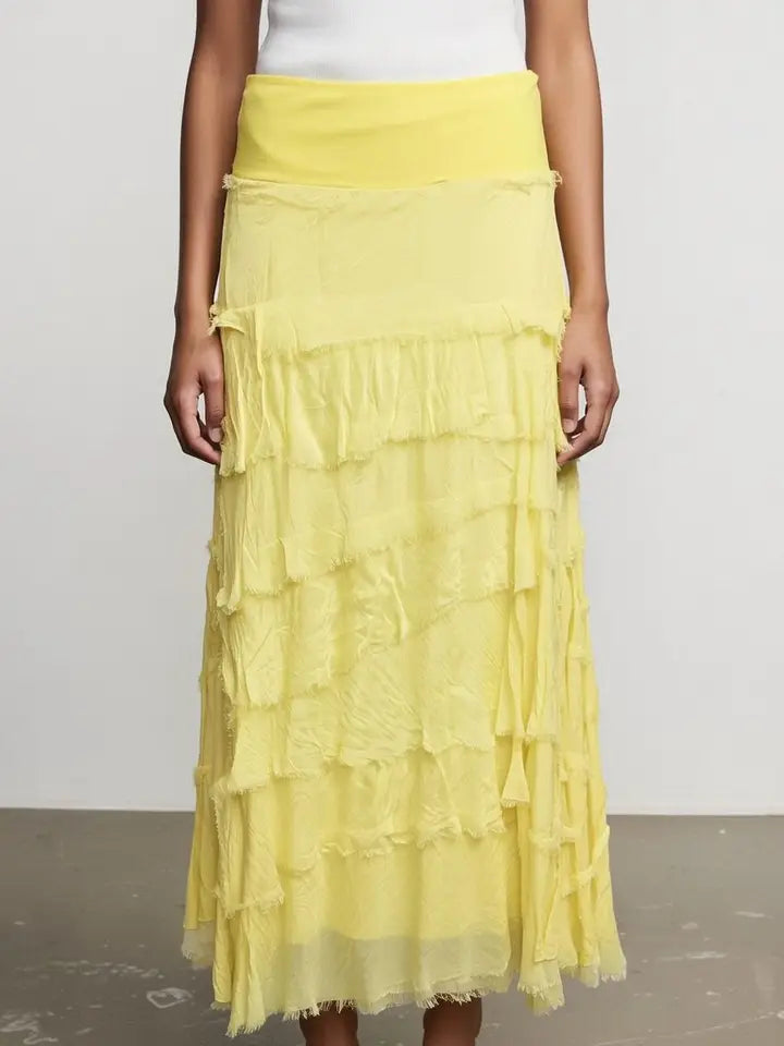 Stretchy Shredded Maxi Skirt
