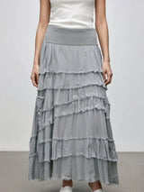 Stretchy Shredded Maxi Skirt