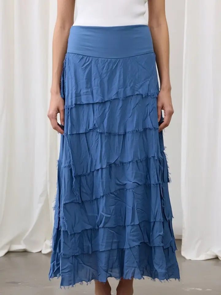 Stretchy Shredded Maxi Skirt