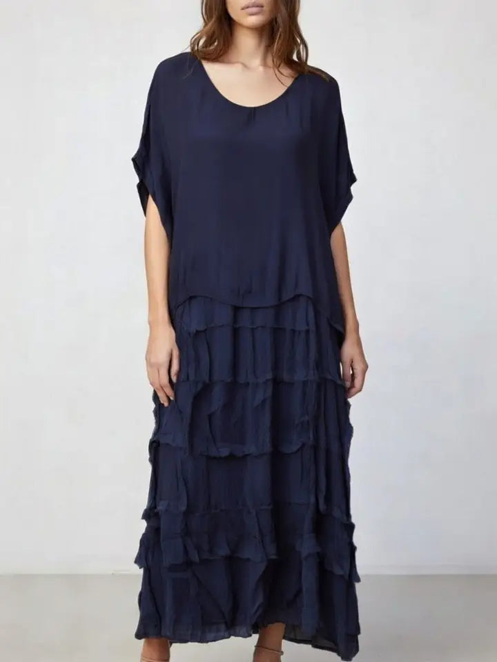 Stretchy Shredded Layered Maxi Dress