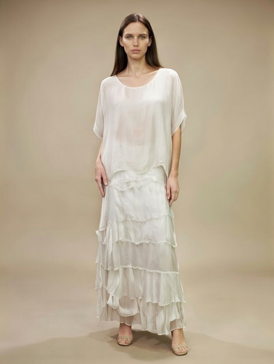 Stretchy Shredded Layered Maxi Dress