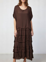 Stretchy Shredded Layered Maxi Dress