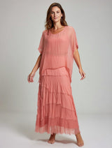 Stretchy Shredded Layered Maxi Dress