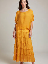 Stretchy Shredded Layered Maxi Dress