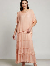 Stretchy Shredded Layered Maxi Dress