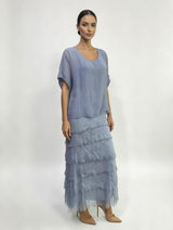 Stretchy Shredded Layered Maxi Dress