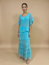 Stretchy Shredded Layered Maxi Dress