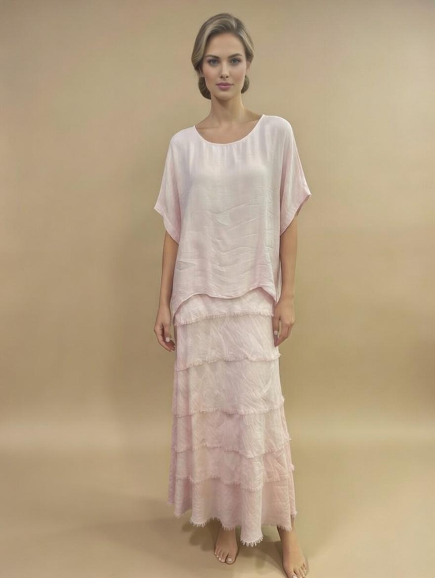 Stretchy Shredded Layered Maxi Dress