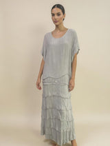 Stretchy Shredded Layered Maxi Dress