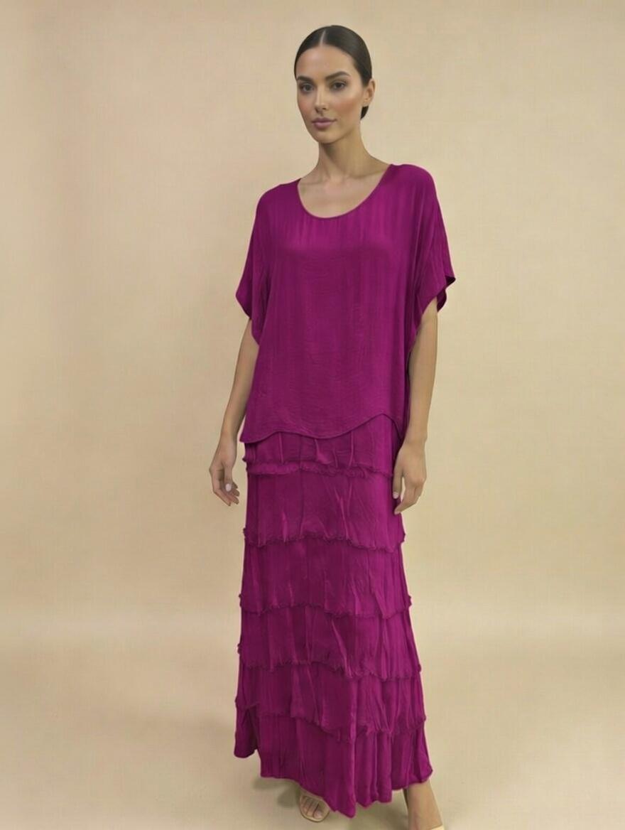 Stretchy Shredded Layered Maxi Dress
