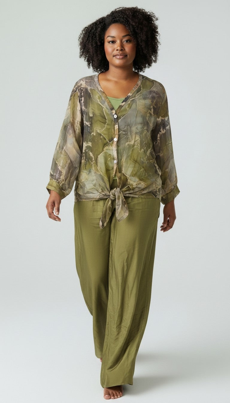 Marble Print Oversized Shirt Set