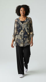 Marble Print Oversized Shirt Set