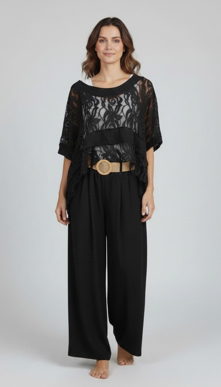 Embroidered Lace Tiered Top