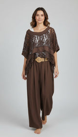 Embroidered Lace Tiered Top