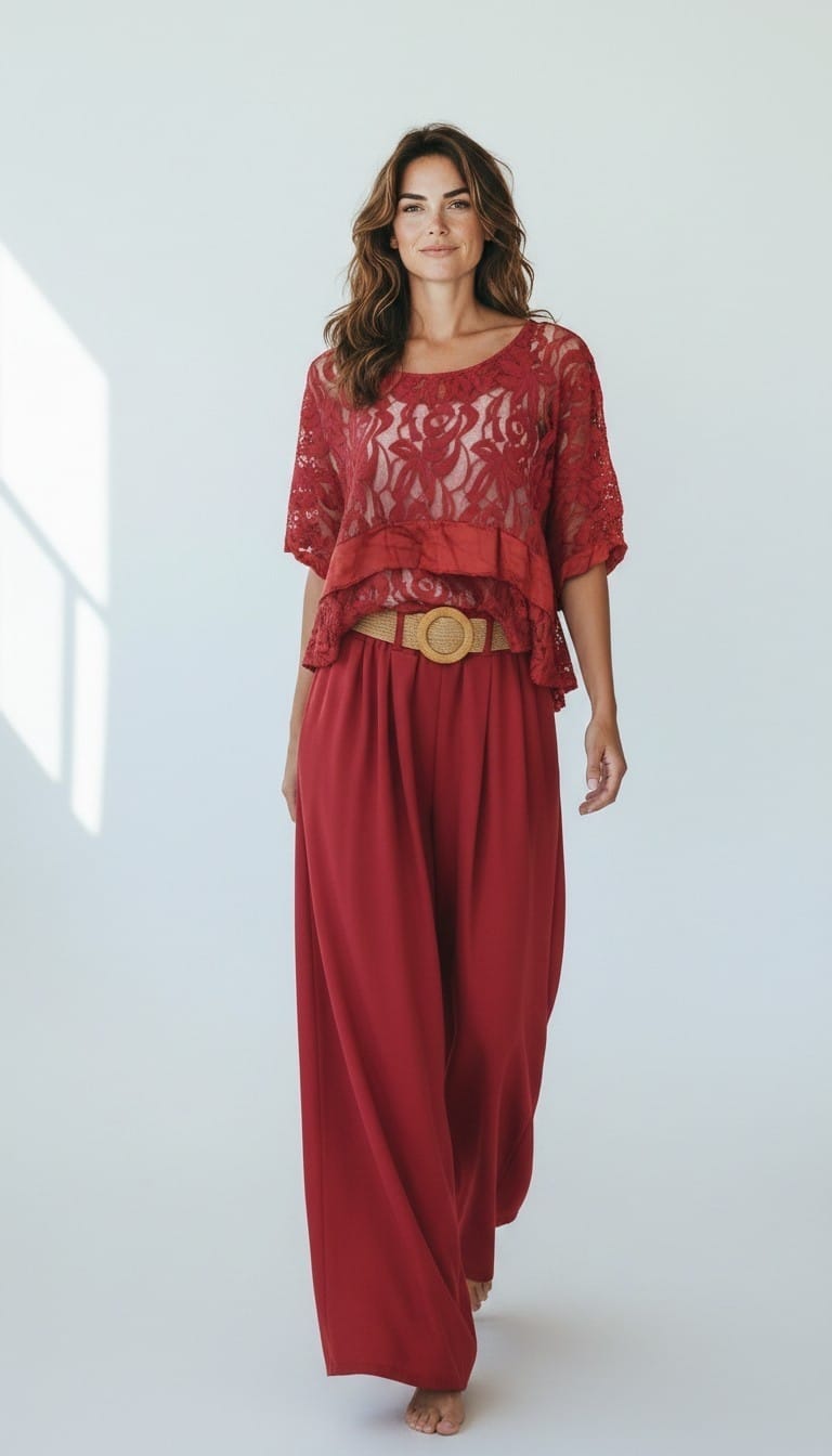Embroidered Lace Tiered Top