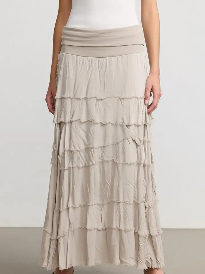 Stretchy Shredded Maxi Skirt