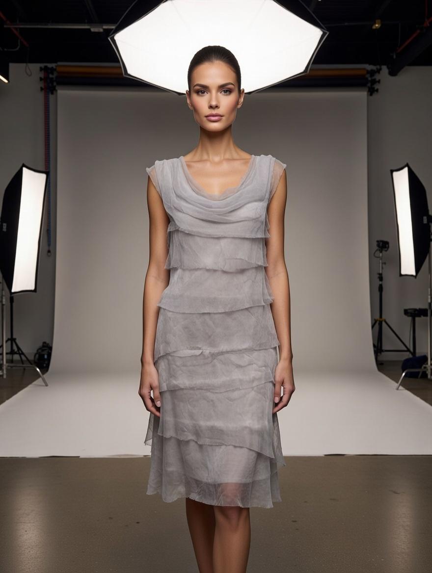 Stretchy Shredded Midi Dress
