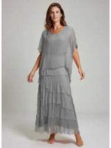 Stretchy Shredded Layered Maxi Dress