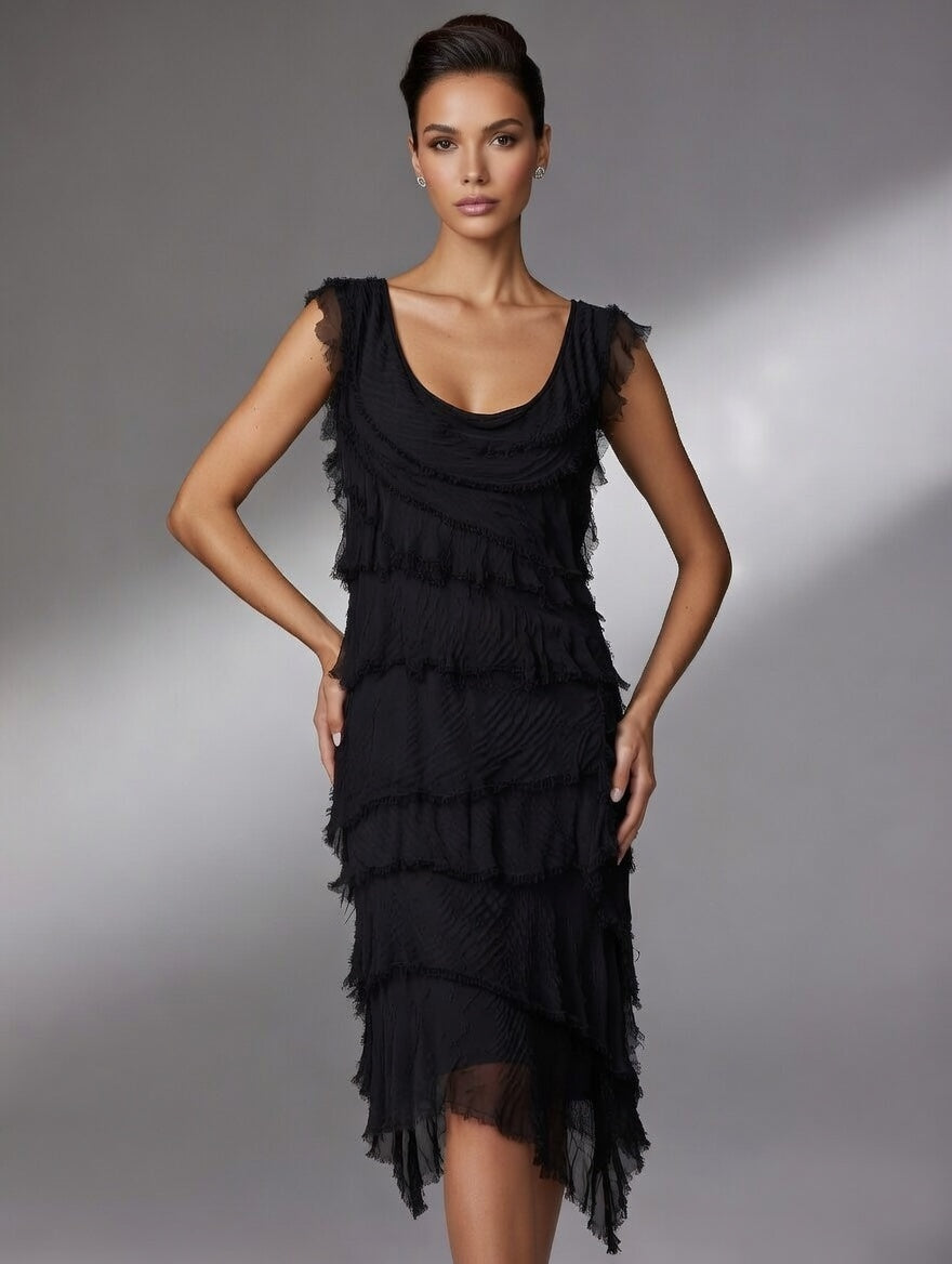 Stretchy Shredded Midi Dress