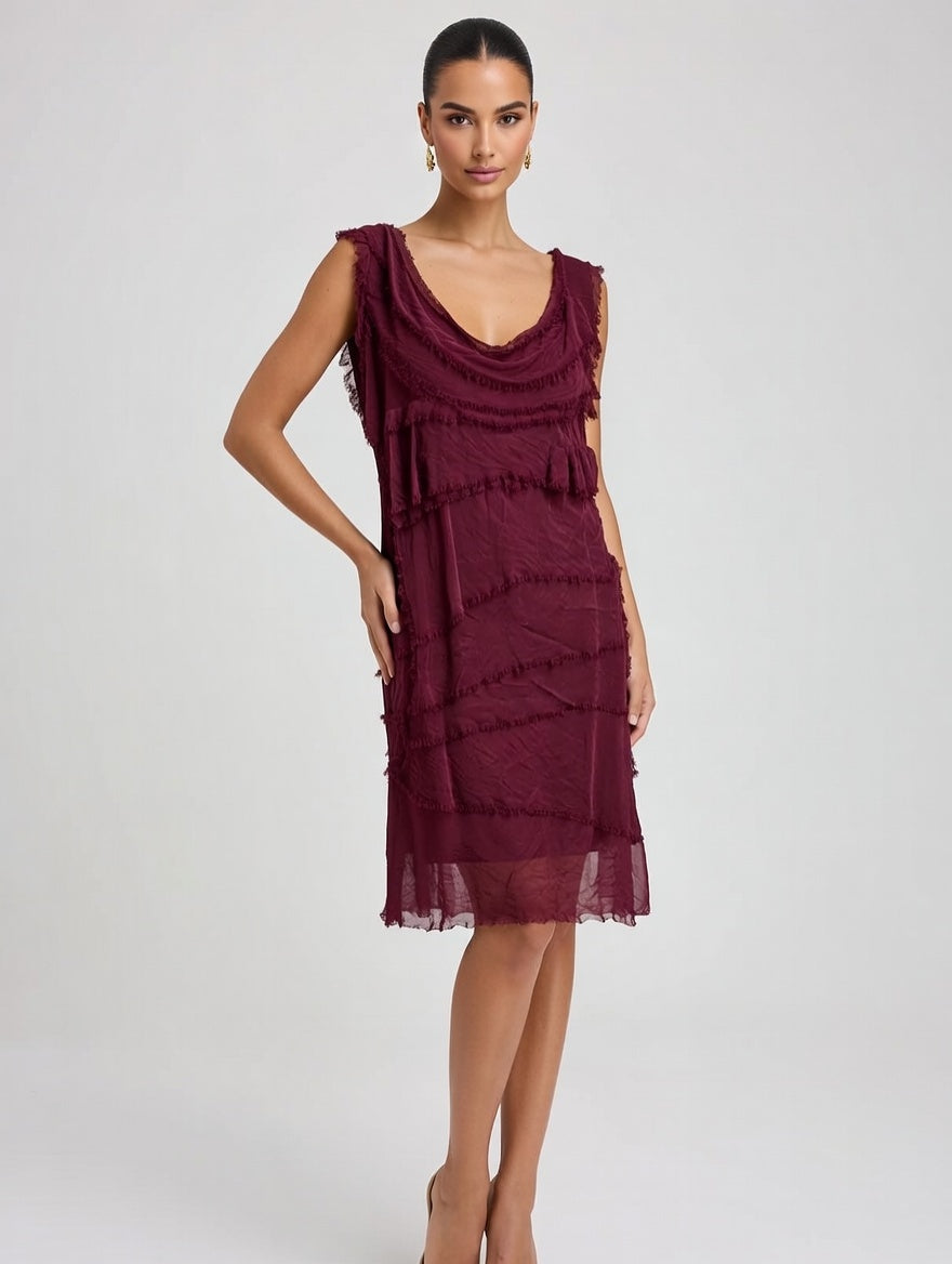 Stretchy Shredded Midi Dress