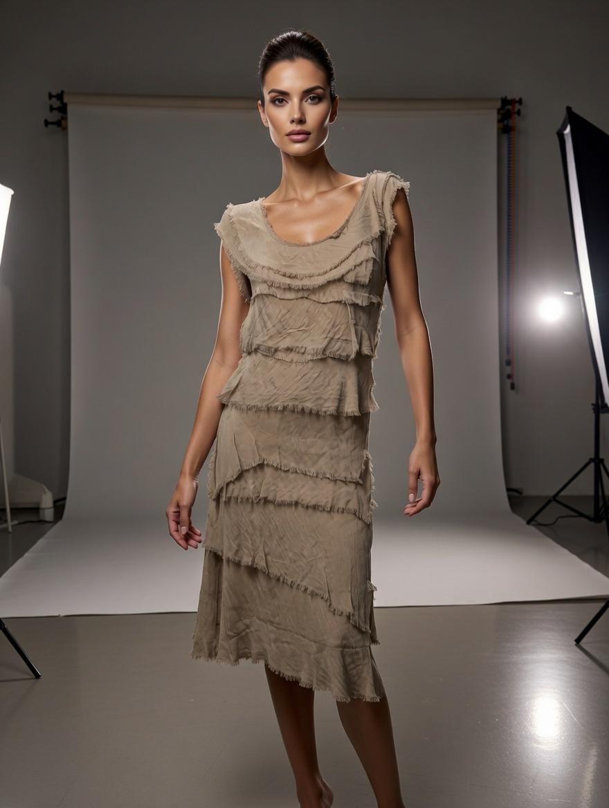 Stretchy Shredded Midi Dress