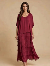 Stretchy Shredded Layered Maxi Dress