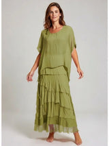 Stretchy Shredded Layered Maxi Dress
