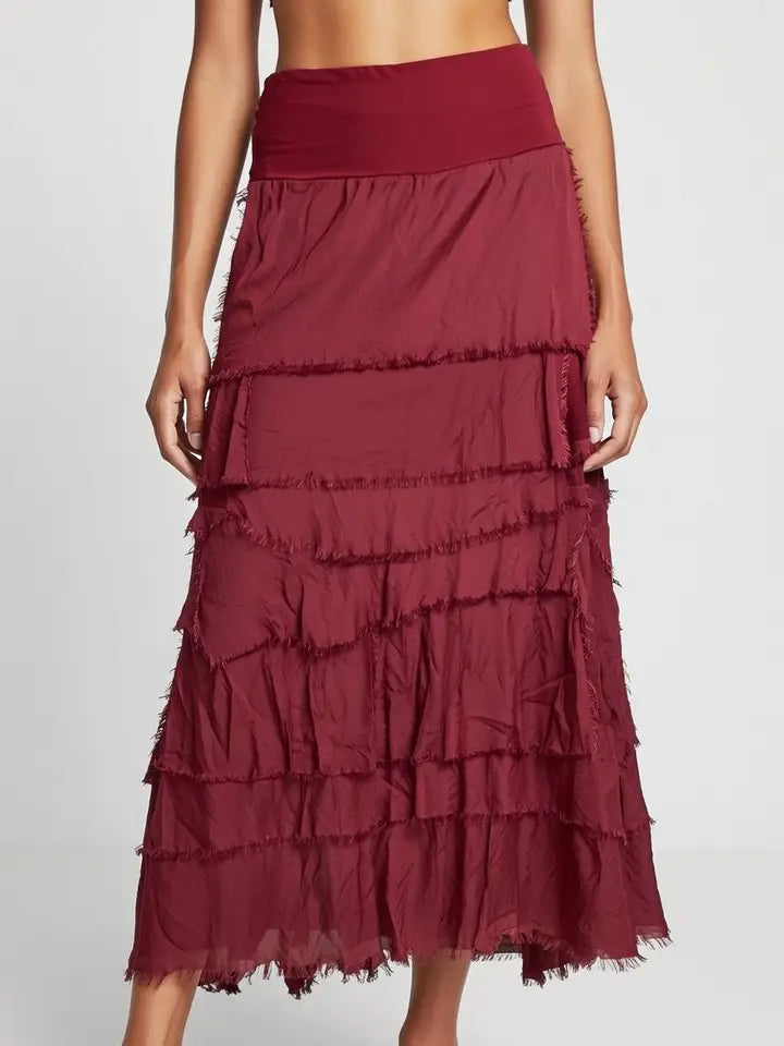Stretchy Shredded Maxi Skirt