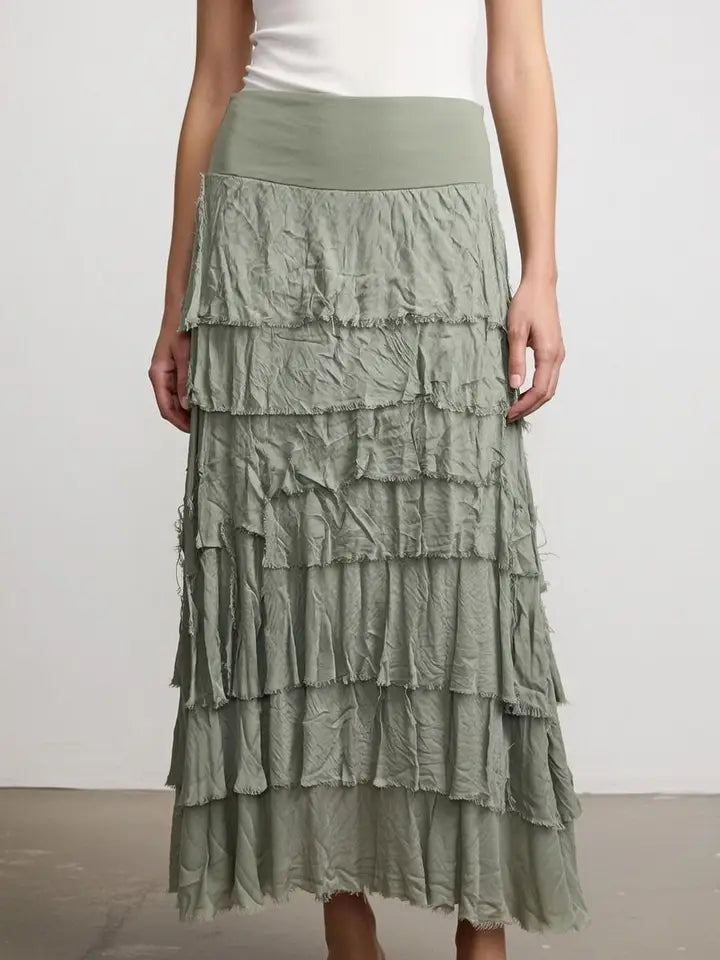 Stretchy Shredded Maxi Skirt