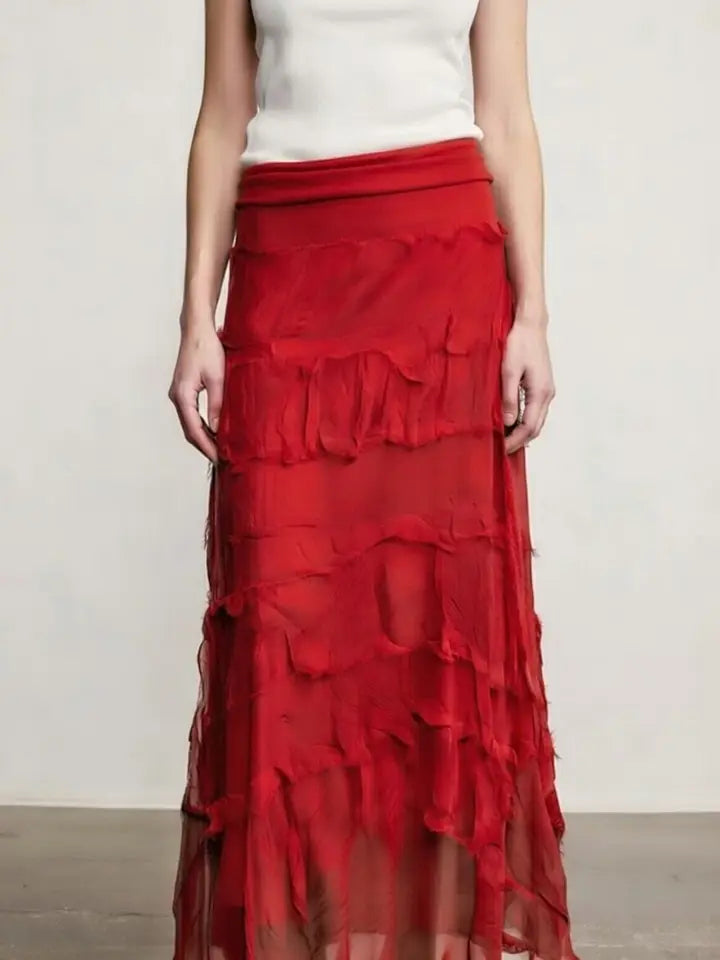 Stretchy Shredded Maxi Skirt