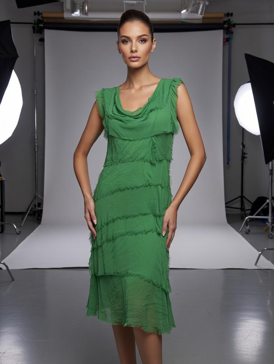 Stretchy Shredded Midi Dress