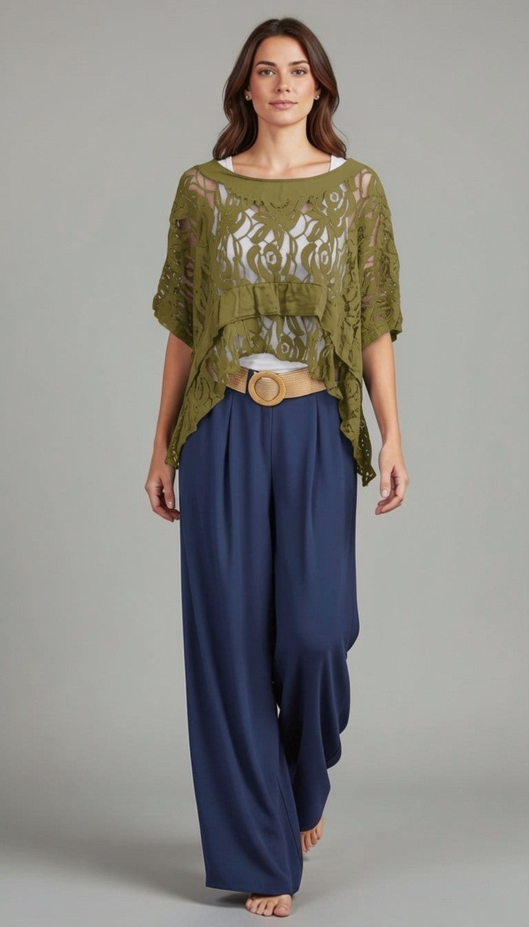 Embroidered Lace Tiered Top