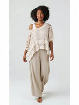 Embroidered Lace Tiered Top