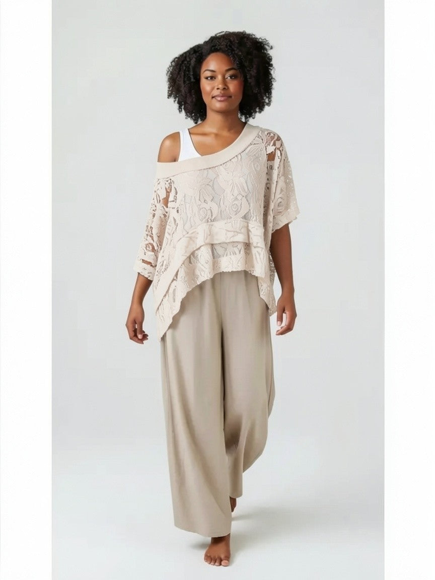 Embroidered Lace Tiered Top