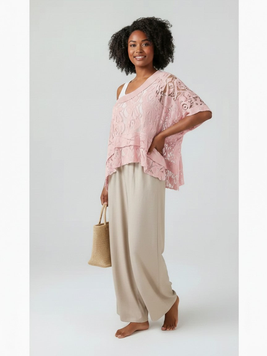 Embroidered Lace Tiered Top