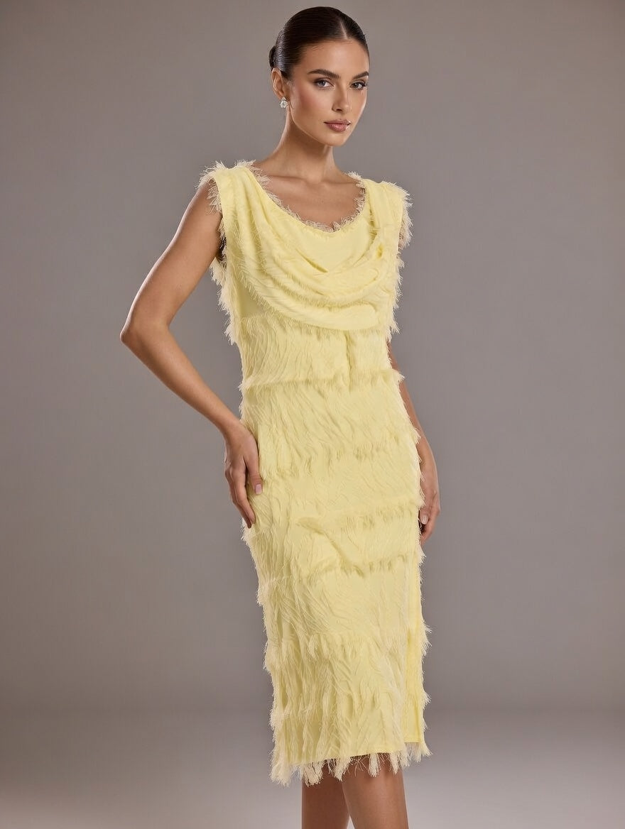 Stretchy Shredded Midi Dress