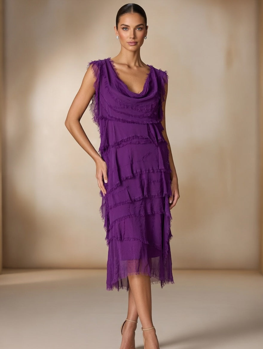 Stretchy Shredded Midi Dress