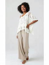 Embroidered Lace Tiered Top