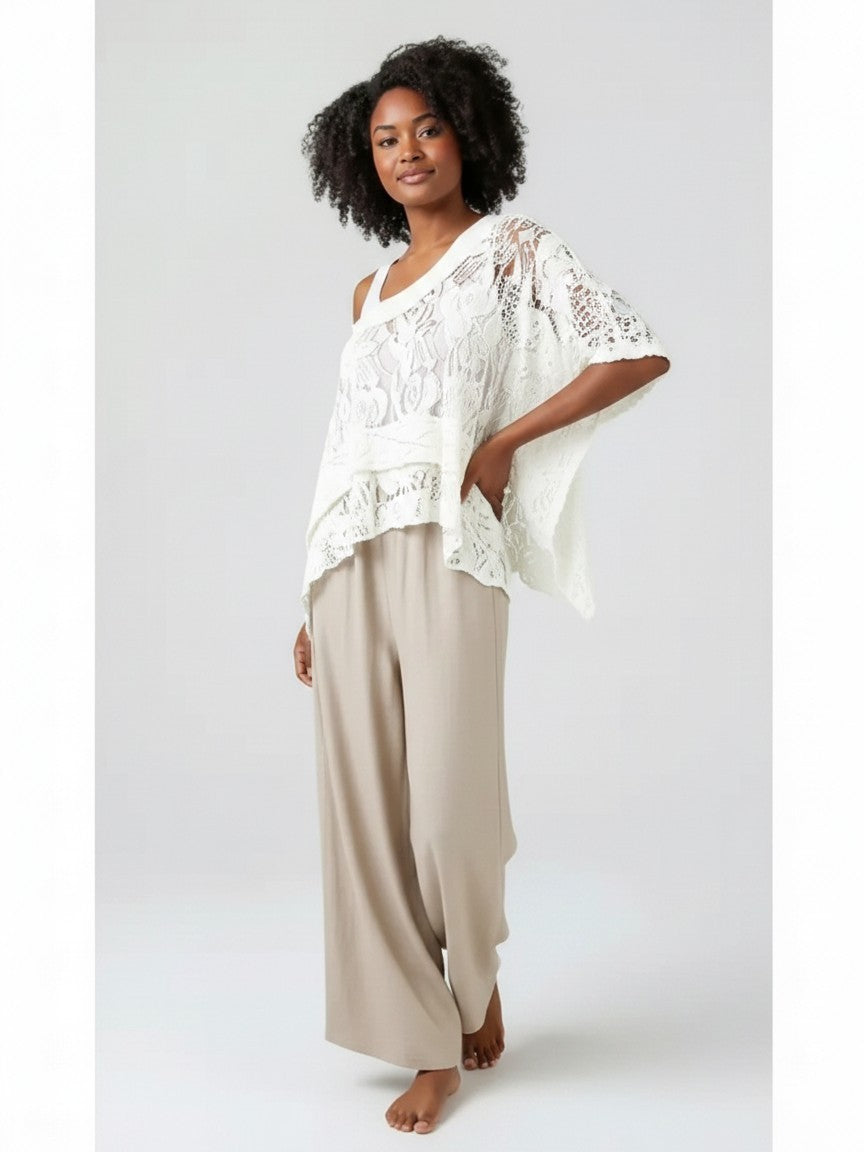 Embroidered Lace Tiered Top