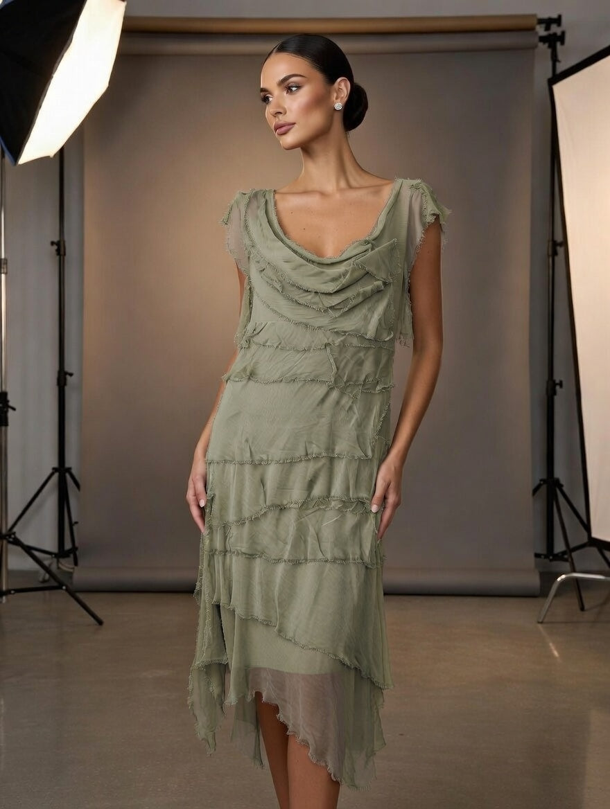 Stretchy Shredded Midi Dress