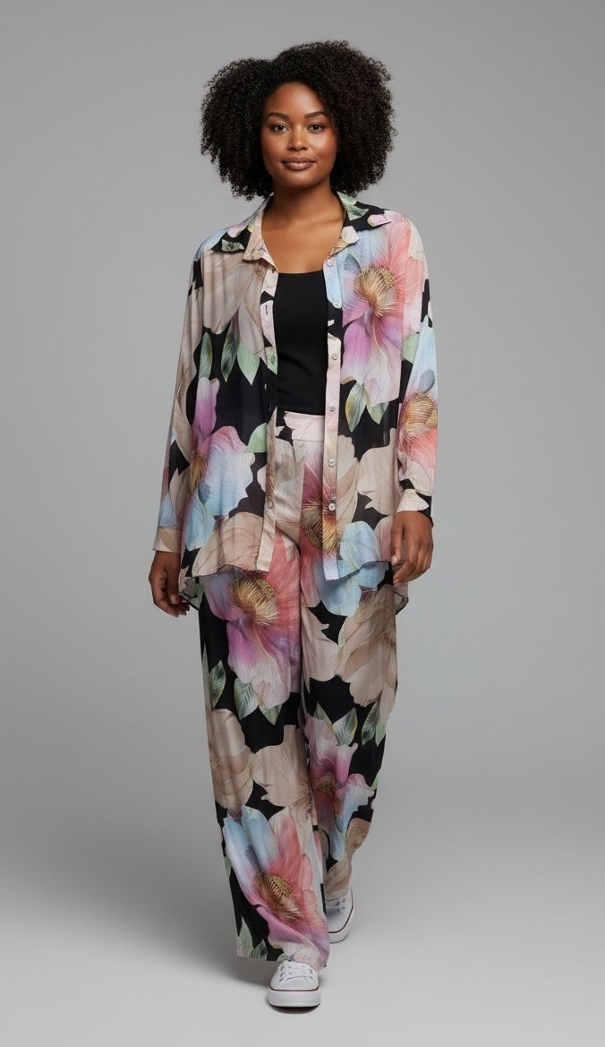Botanical Print Relaxed Set - Black