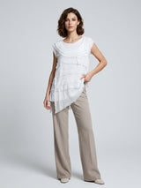 Ruffled Tiered Sleeveless Top - White