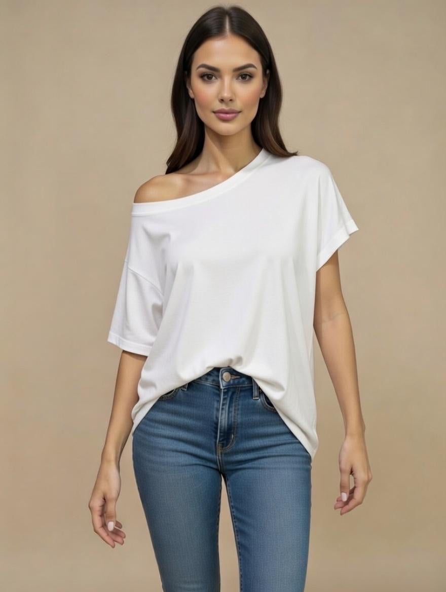 The Relaxed Off-the-Shoulder Top - White